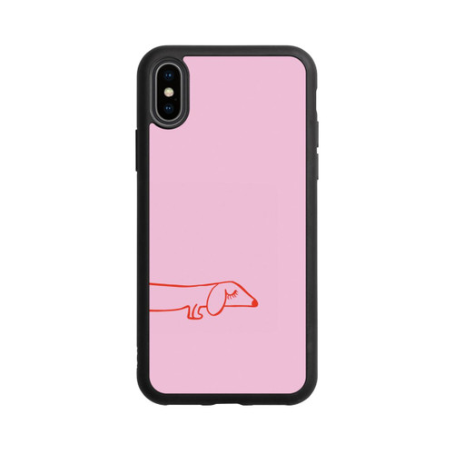 Apple iPhone Xs Base Case Dachshund Illustration Pink