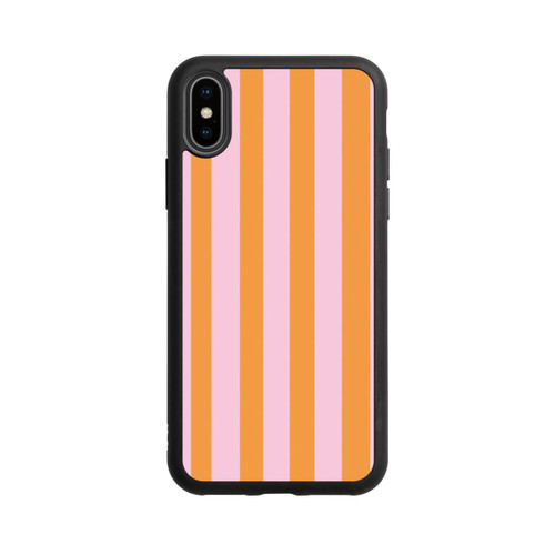 Apple iPhone Xs Base Case Orange Rosa Streifen