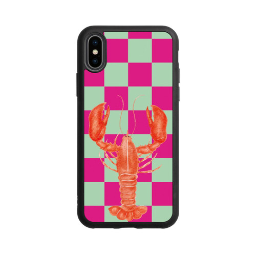 Apple iPhone Xs Base Case Pink Checkers Lobster