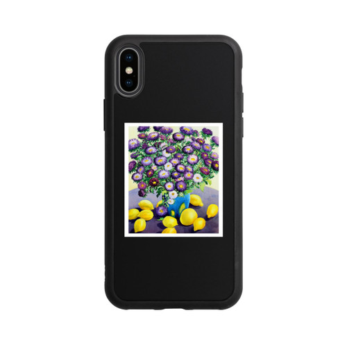 Apple iPhone Xs Base Case Purple Asters and Lemons by Christopher Ryland