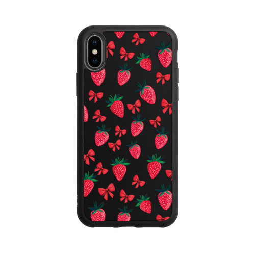 Apple iPhone Xs Base Case Erdbeer Herz Muster Transparent