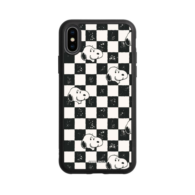 iPhone Xs Base Case Snoopy Heads Checked Pattern