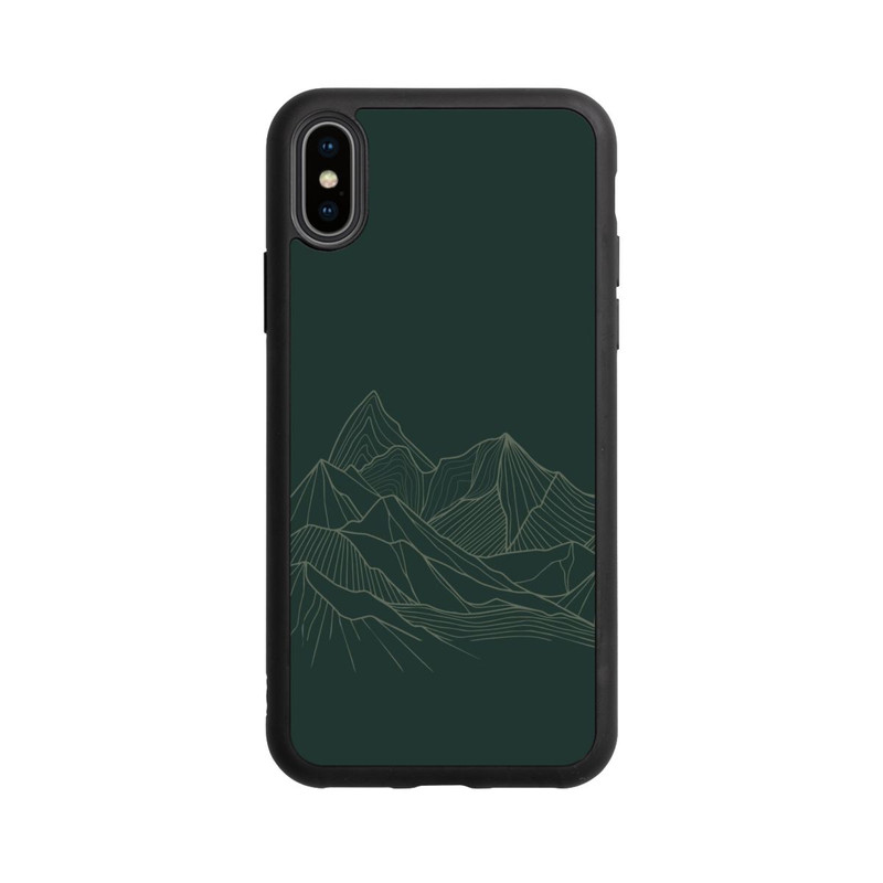 iPhone Xs Base Case Berg Line Art Grün