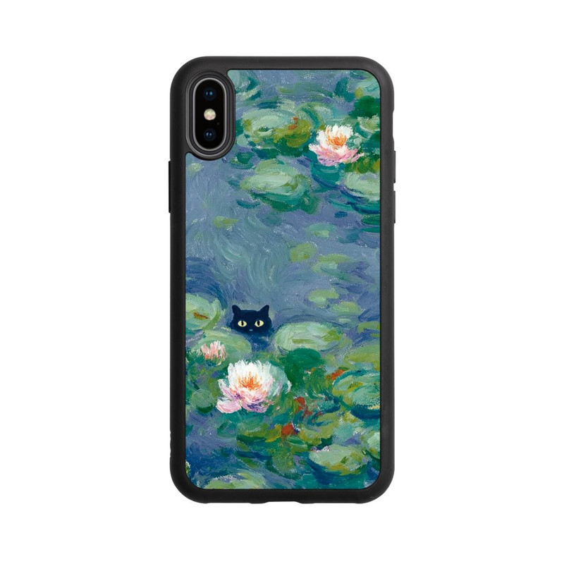 iPhone Xs Base Case Katze im Teich Gemälde Impressionismus