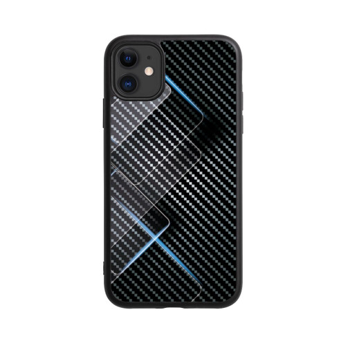 Apple iPhone 11 Base Case Blaue Linien auf Karbon