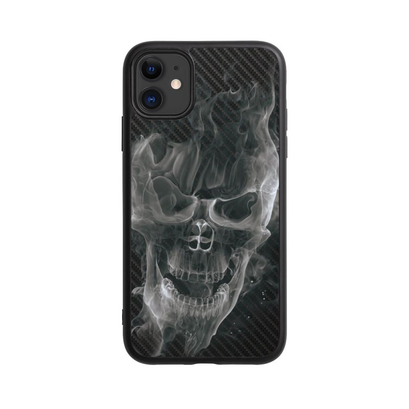 iPhone 11 Base Case rauchender Totenkopf Carbon