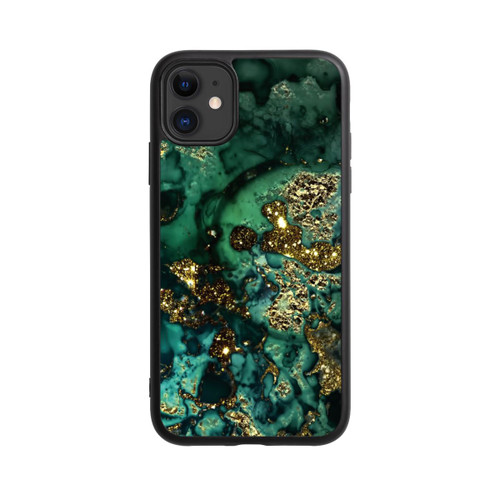 Apple iPhone 11 Base Case Cyan Glitzer Marmorlook