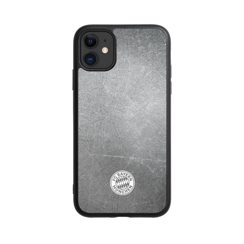iPhone 11 Base Case Klassisches FCB Logo Klein - Weiß auf Metalllook