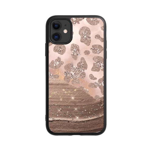Apple iPhone 11 Base Case Silberner Leoparden Glitzerlook
