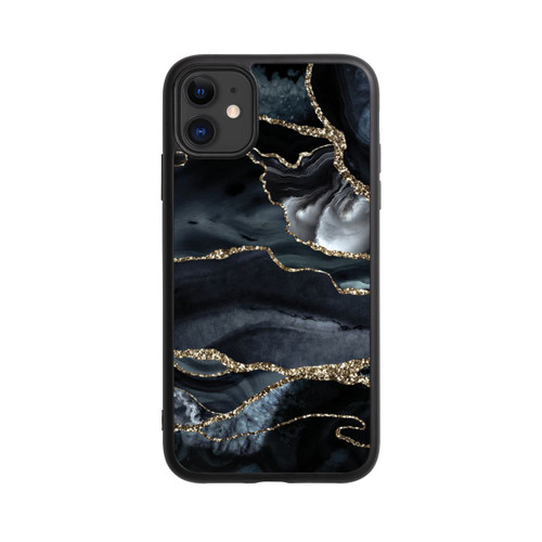 Apple iPhone 11 Base Case Dunkler Marmor Gold Glitzerlook