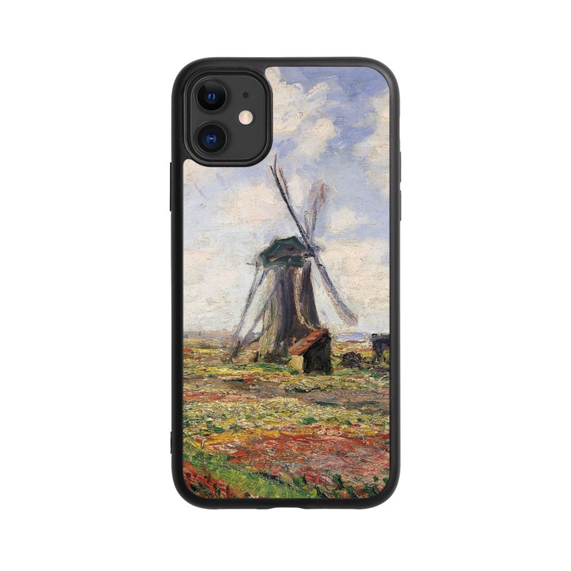 iPhone 11 Base Case Tulpenfelder mit der Rijnsburger Windmühle von Claude Monet