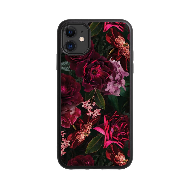 iPhone 11 Base Case Dunkle romantische Vintage Rosen und Pfingstrosen