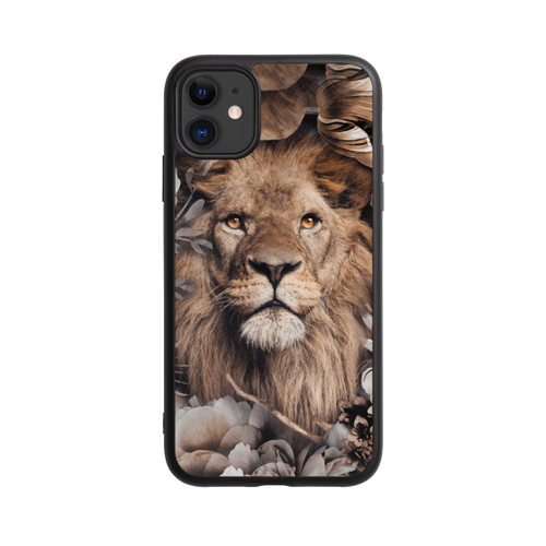Apple iPhone 11 Base Case Löwe Blumenrahmen Beige