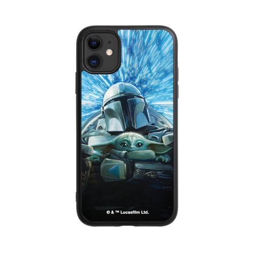 Apple iPhone 11 Base Case Grogu und Mando fliegen blau