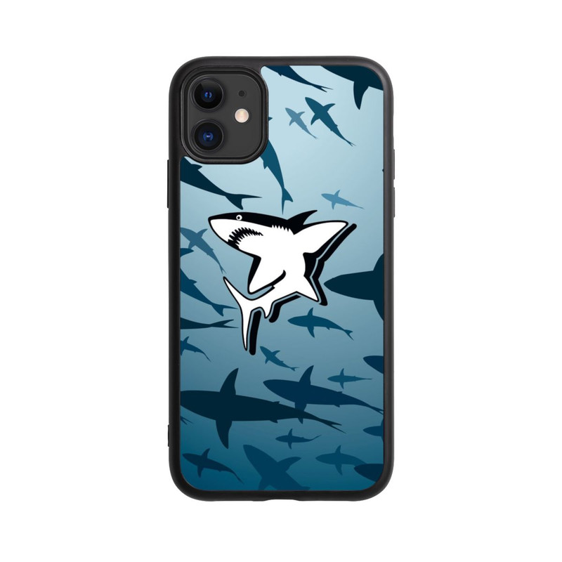 iPhone 11 Base Case Haie Muster Blau