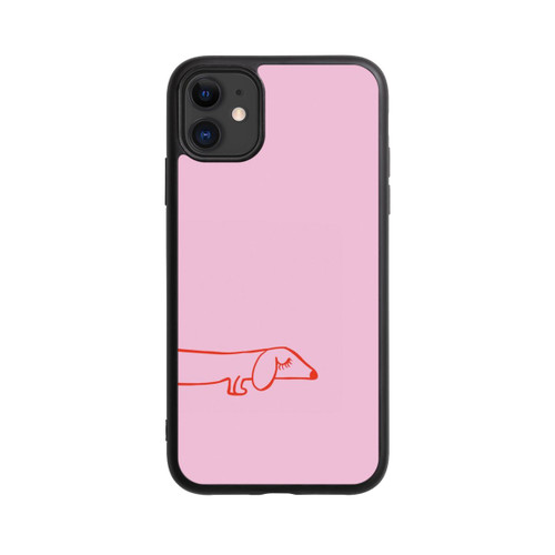 Apple iPhone 11 Base Case Dachshund Illustration Pink