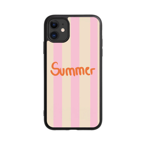 Apple iPhone 11 Base Case Summer- Rosa und Orange Streifen Hintergrund