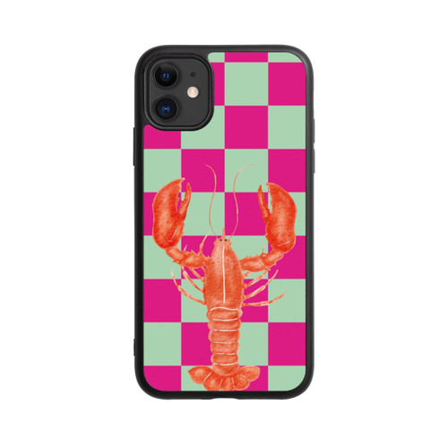 Apple iPhone 11 Base Case Pink Checkers Lobster