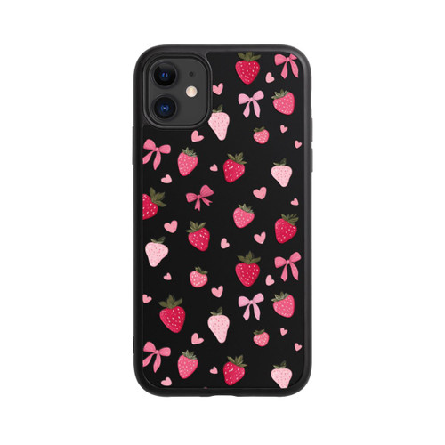 Apple iPhone 11 Base Case Erdbeer Herz Schleifen Pink Muster Transparent