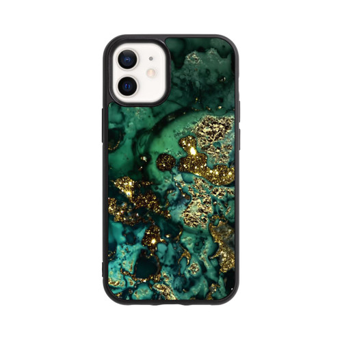 Apple iPhone 12 mini Base Case Cyan Glitzer Marmorlook