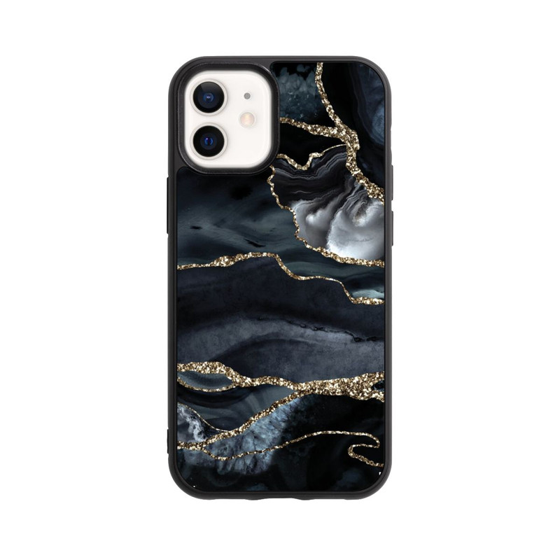 iPhone 12 mini Base Case Dunkler Marmor Gold Glitzerlook
