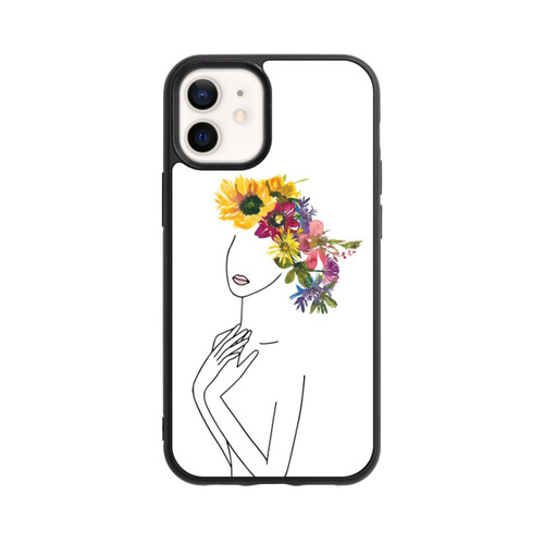 Apple iPhone 12 mini Base Case Line Art Frau mit Blumenkrone