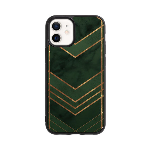 Apple iPhone 12 mini Base Case Dunkelgrün gemustert Goldene Streifen