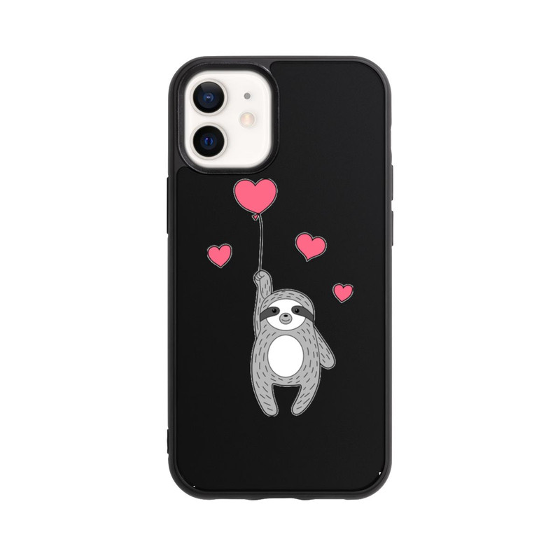 iPhone 12 mini Base Case Faultier mit Herzen transparent