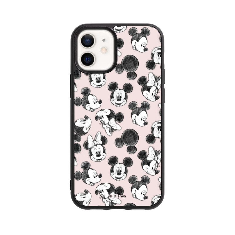 iPhone 12 mini Base Case Minnie & Mickey Viele Gesichter Pink