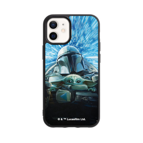 Apple iPhone 12 mini Base Case Grogu und Mando fliegen blau