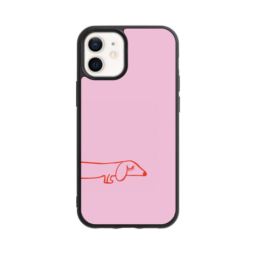 Apple iPhone 12 mini Base Case Dachshund Illustration Pink