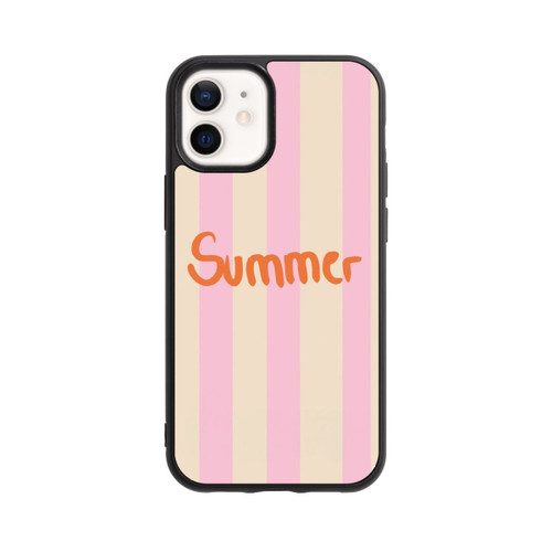 Apple iPhone 12 mini Base Case Summer- Rosa und Orange Streifen Hintergrund