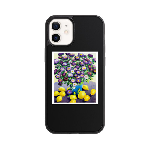 Apple iPhone 12 mini Base Case Purple Asters and Lemons by Christopher Ryland