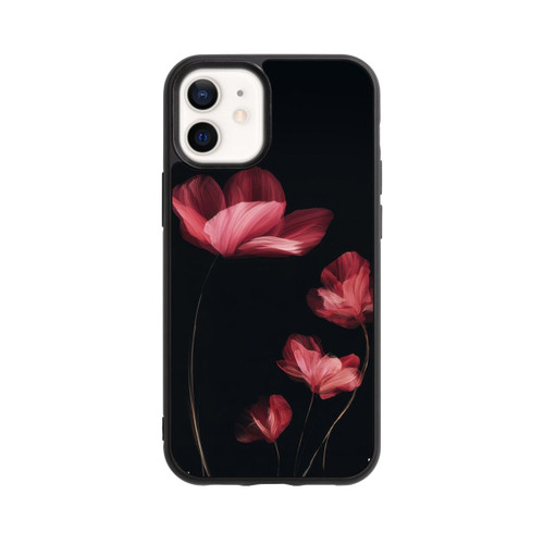 Apple iPhone 12 mini Base Case Burgunder Blüten schwarz