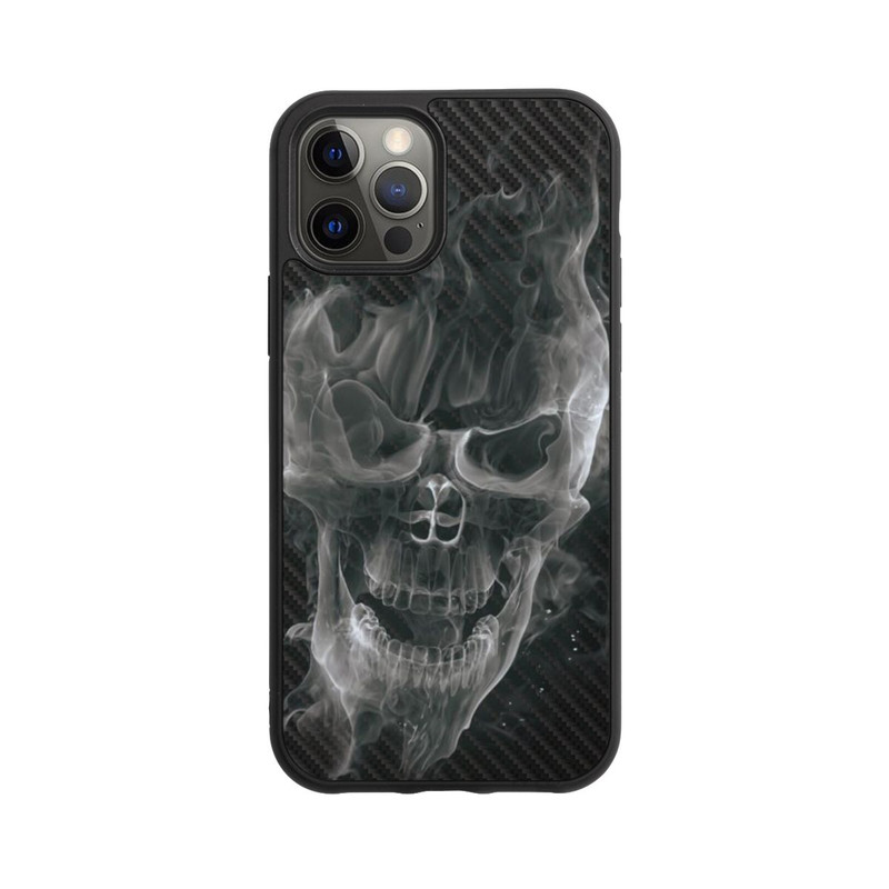 iPhone 12 Pro Base Case rauchender Totenkopf Carbon