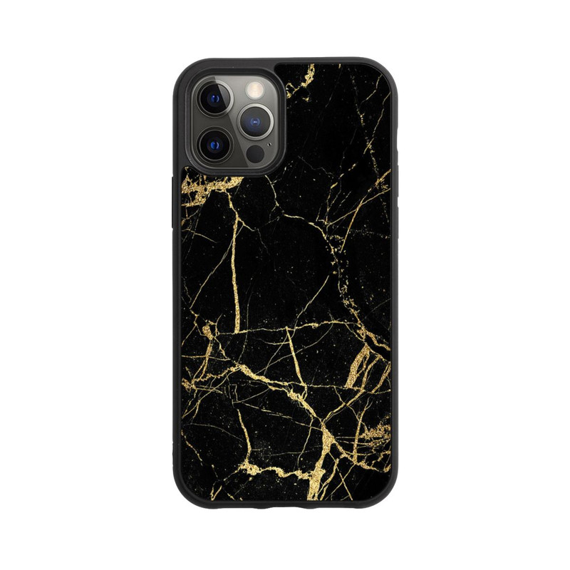 iPhone 12 Pro Base Case Schwarzgoldener Marmor-Look