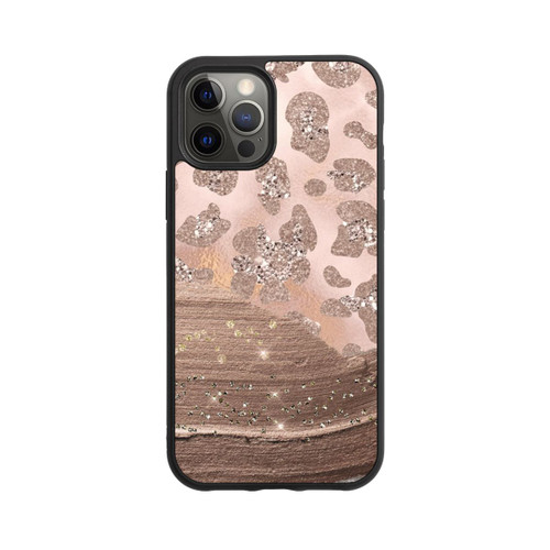 Apple iPhone 12 Pro Base Case Silberner Leoparden Glitzerlook
