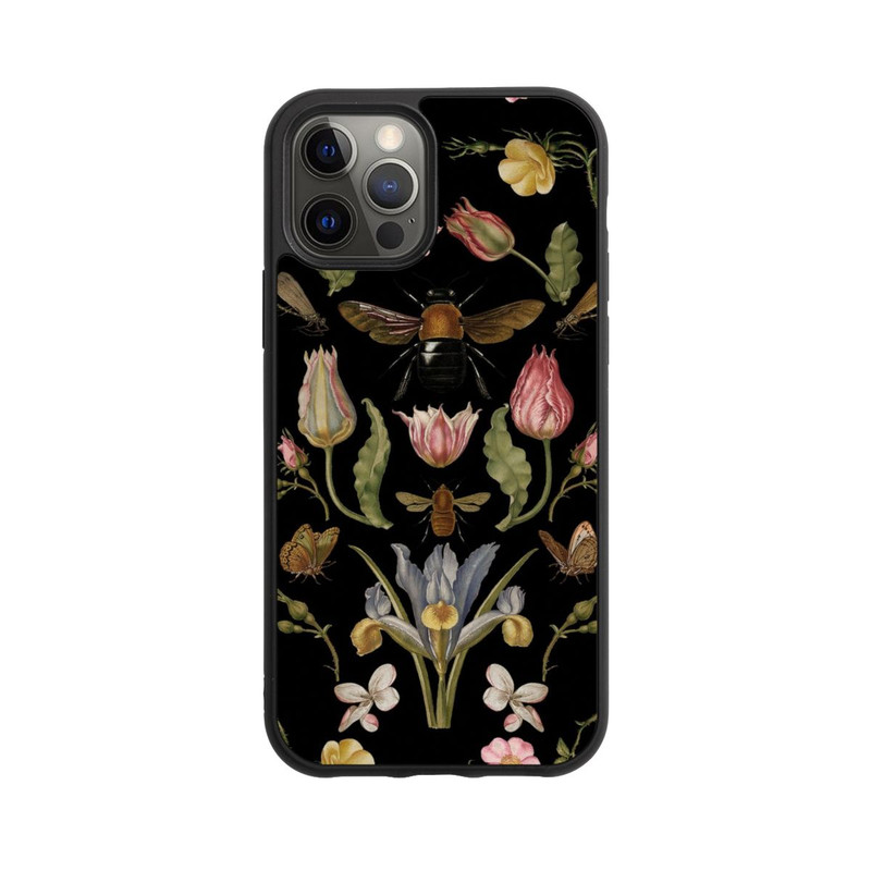iPhone 12 Pro Base Case Wildblumen und Biene Schwarz