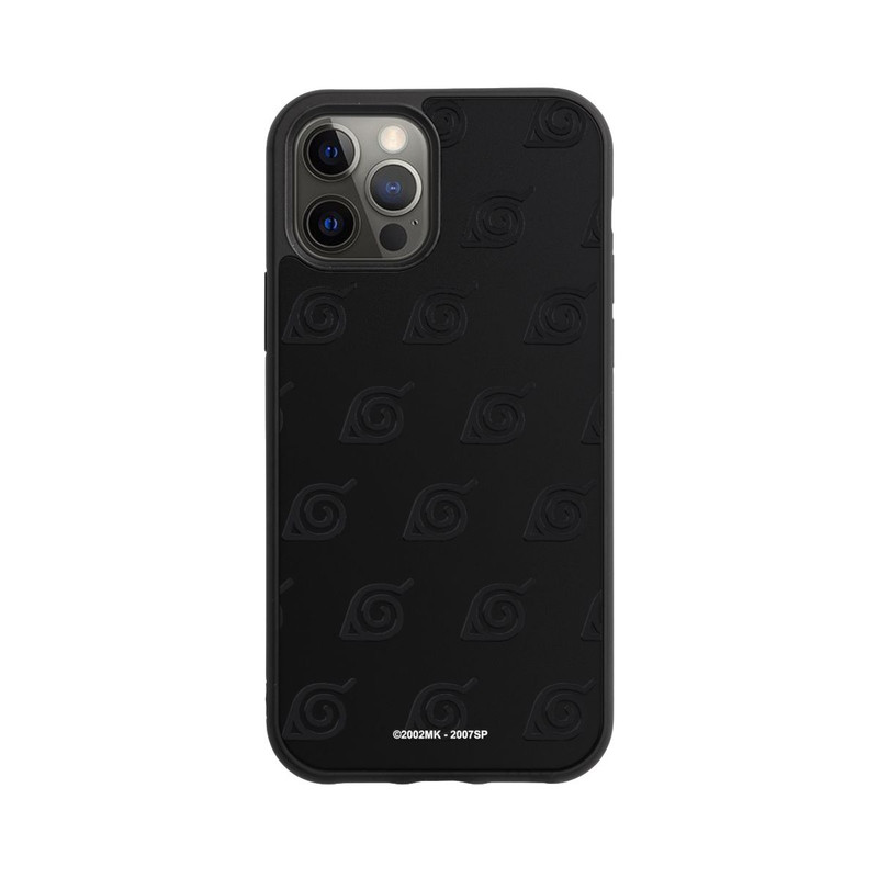 iPhone 12 Pro Base Case Schwarzes Konoha-Muster Transparent