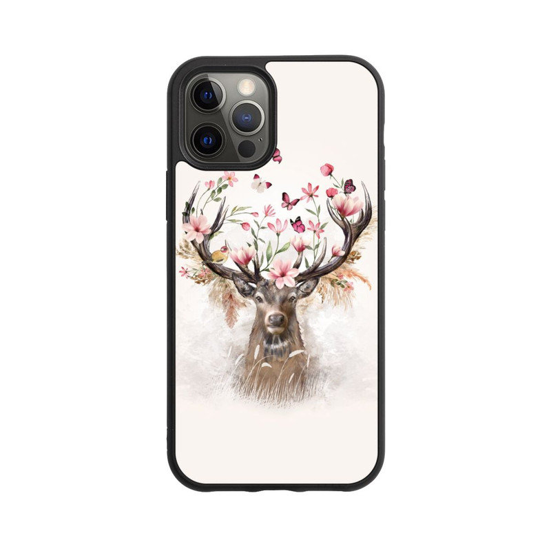 iPhone 12 Pro Base Case Hirsch Blumen Geweih