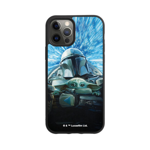 Apple iPhone 12 Pro Base Case Grogu und Mando fliegen blau