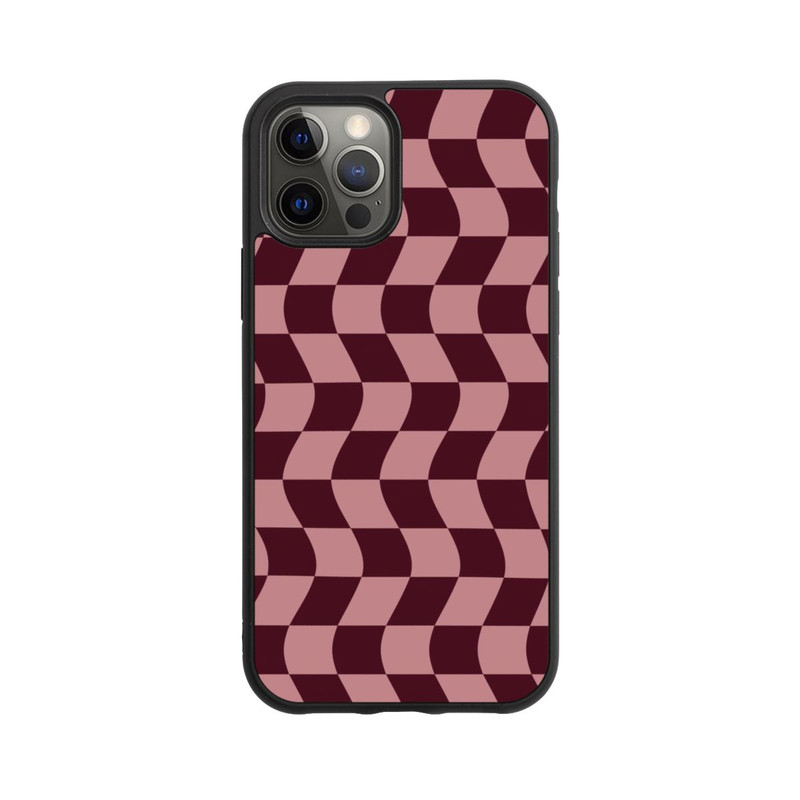 iPhone 12 Pro Base Case Schachbrett Rot-Rosa