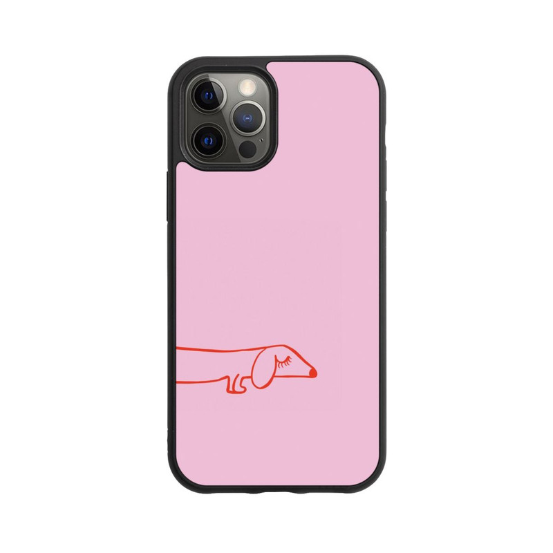 iPhone 12 Pro Base Case Dachshund Illustration Pink