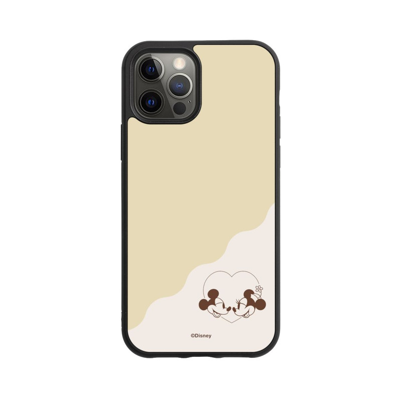 iPhone 12 Pro Base Case Mickey and Minnie Love Heart Beige