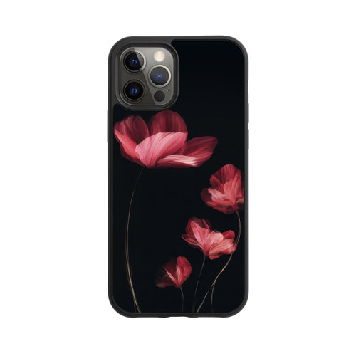 Apple iPhone 12 Pro Base Case Burgunder Blüten schwarz