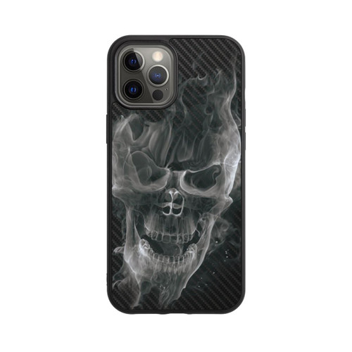 Apple iPhone 12 Pro Max Base Case rauchender Totenkopf Carbon