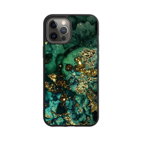 Apple iPhone 12 Pro Max Base Case Cyan Glitzer Marmorlook