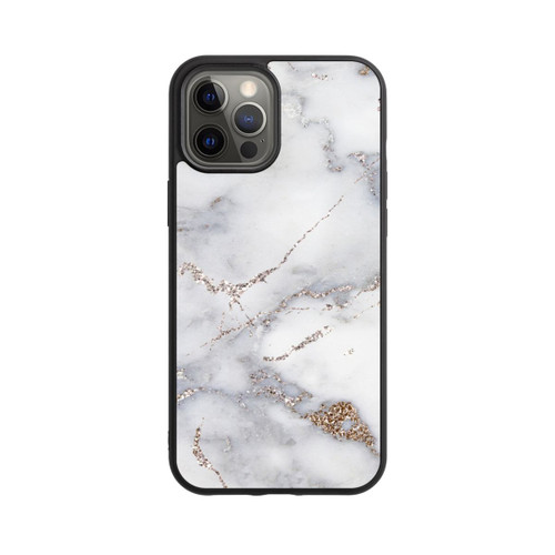 Apple iPhone 12 Pro Max Base Case Silberglitzer Marmorlook