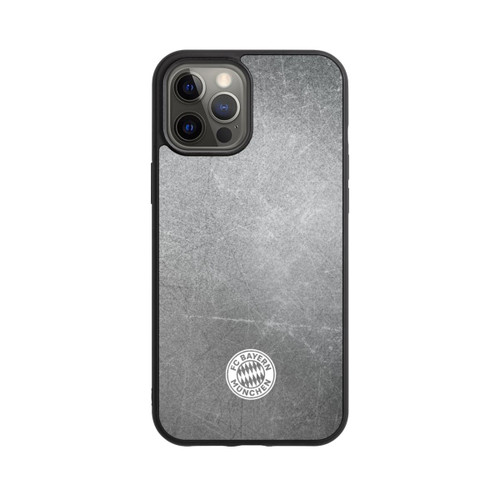 Apple iPhone 12 Pro Max Base Case Klassisches FCB Logo Klein - Weiß auf Metalllook