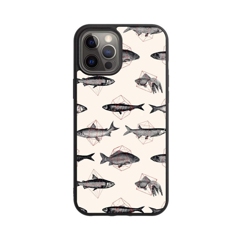 iPhone 12 Pro Max Base Case Fische in Geometrie